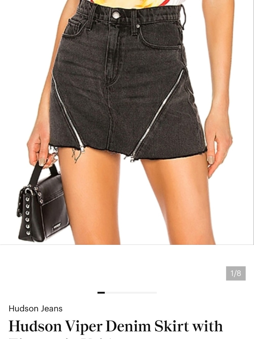 Hudson Jeans Viper Denim Skirt with Exposed Zippers Black Waist 29